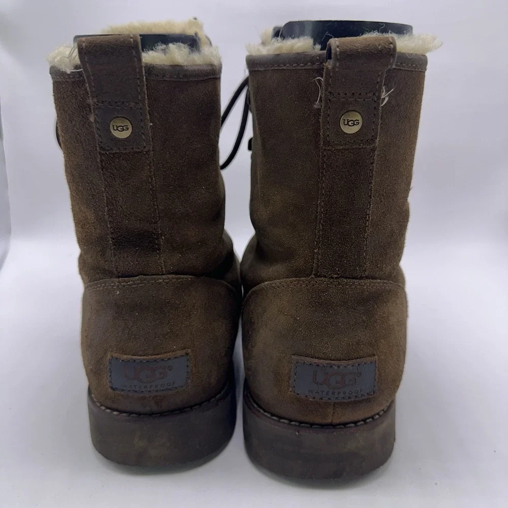 UGG Australia Hannen Suede Boots Mens Size 12 Brown Shearling Vibram 1003623